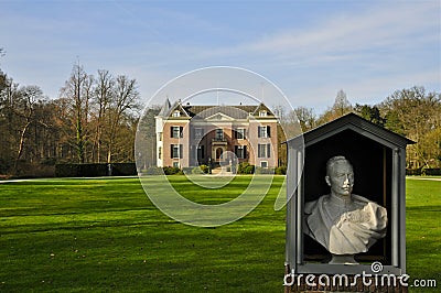 Huis Doorn Facade and Bust of Wilhelm II Stock Photo